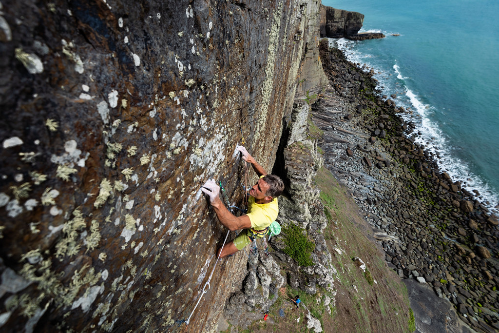 Mick Lovatt on the harder climbing and better rock of Safe as Milk at Craig Doris. Photo: Jethro Kiernan